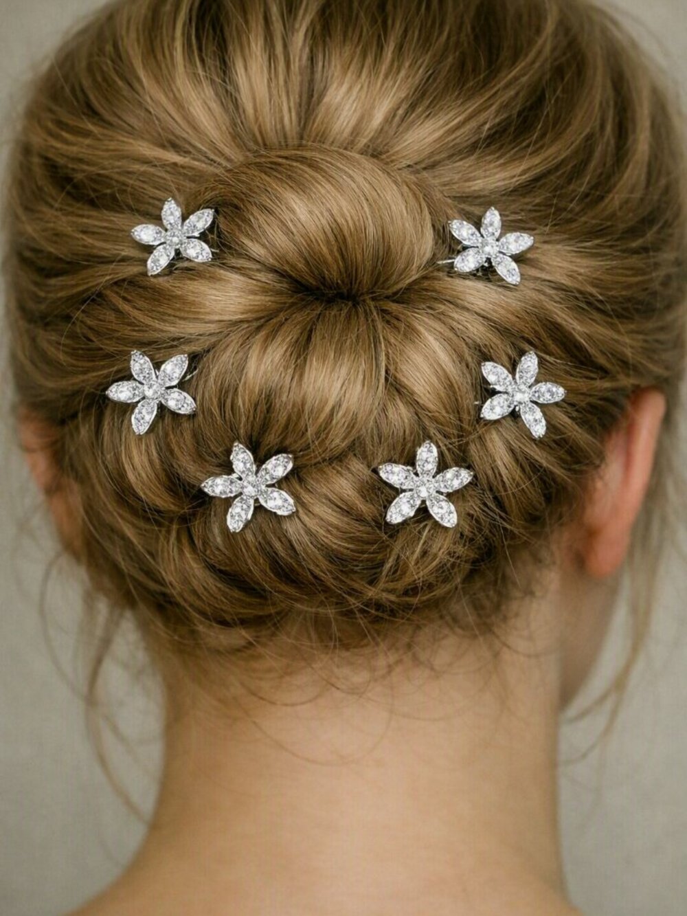NEW ~ CRYSTAL FLOWER BUN PIN SET